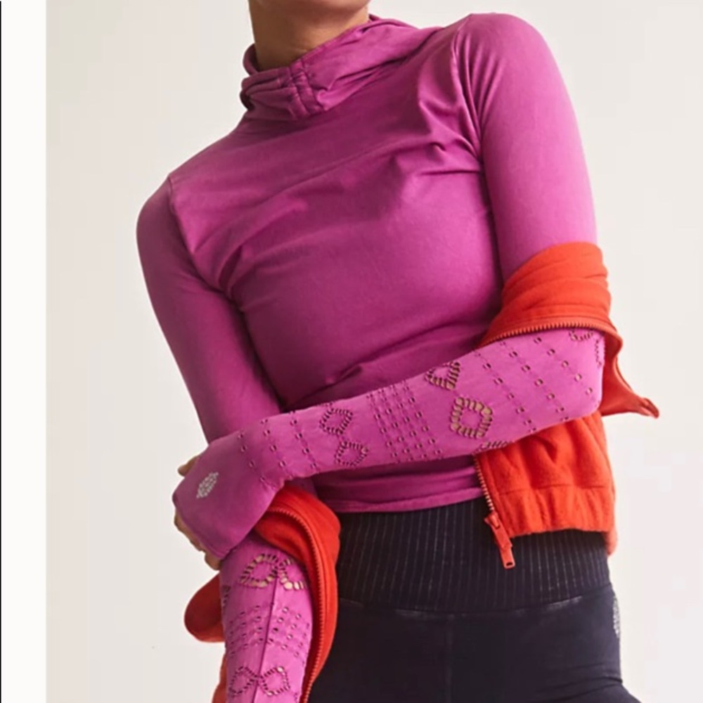 New! FREE PEOPLE FP Movement Good Karma, XS/S, Bright Pink Seamless Hoodie